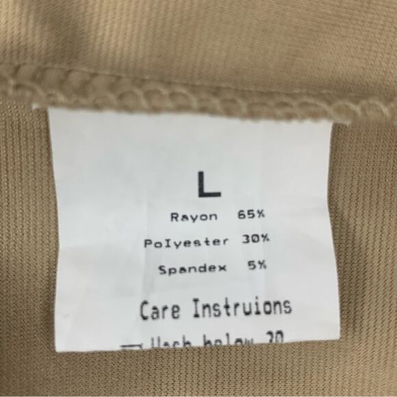 Sexy One Shoulder Bandage Dress Size Large Beige and Black Patchwork Front Slit - Picture 7 of 8